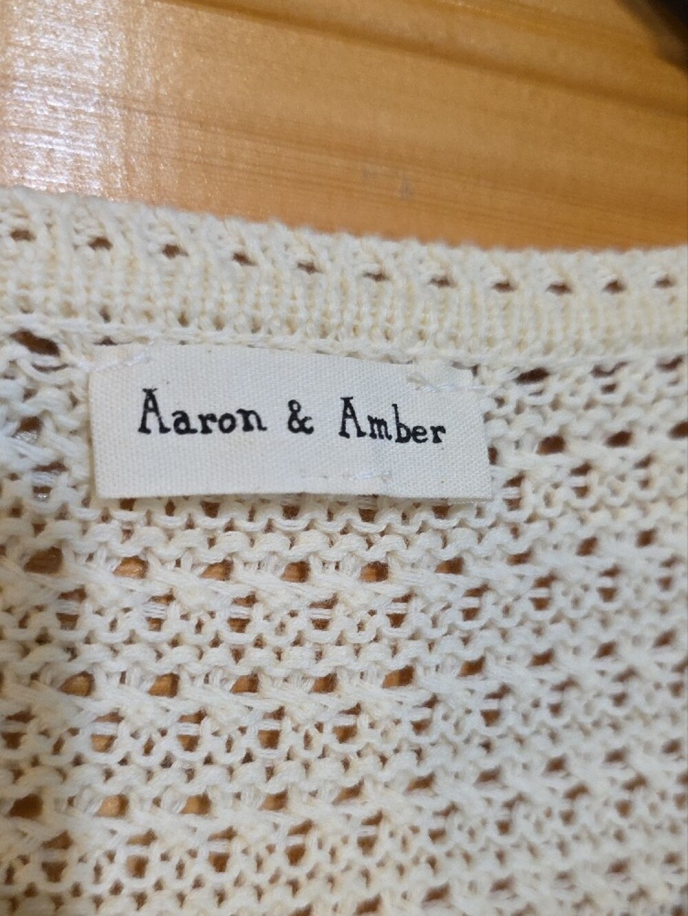 Boho Crochet Granny Square Sweater Cream Black Aaron & Amber Sz L - Picture 2 of 6
